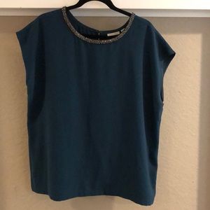 Halogen short sleeved blouse with collar details